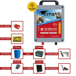 Arıcılık için Güneş Panelli ve Akülü Hazır Elektrikli Çit Makinesi Başlangıç Seti