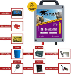 Arıcılık için Güneş Panelli ve Akülü Hazır Elektrikli Çit Makinesi Pro Set