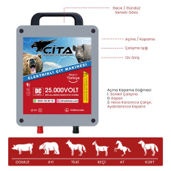 2 Dönüm için Güneş Panelli ve Akülü Hazır Elektrikli Çit Makinesi Seti