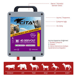 50 Dönüm için Güneş Panelli ve Akülü Hazır Elektrikli Çit Makinesi Seti