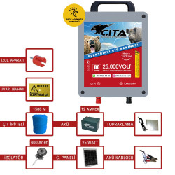 30 Dönüm için Güneş Panelli ve Akülü Hazır Elektrikli Çit Makinesi Seti